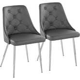 Marche Dining Accent Chair in Chrome & Grey Leatherette (Set of 2)
